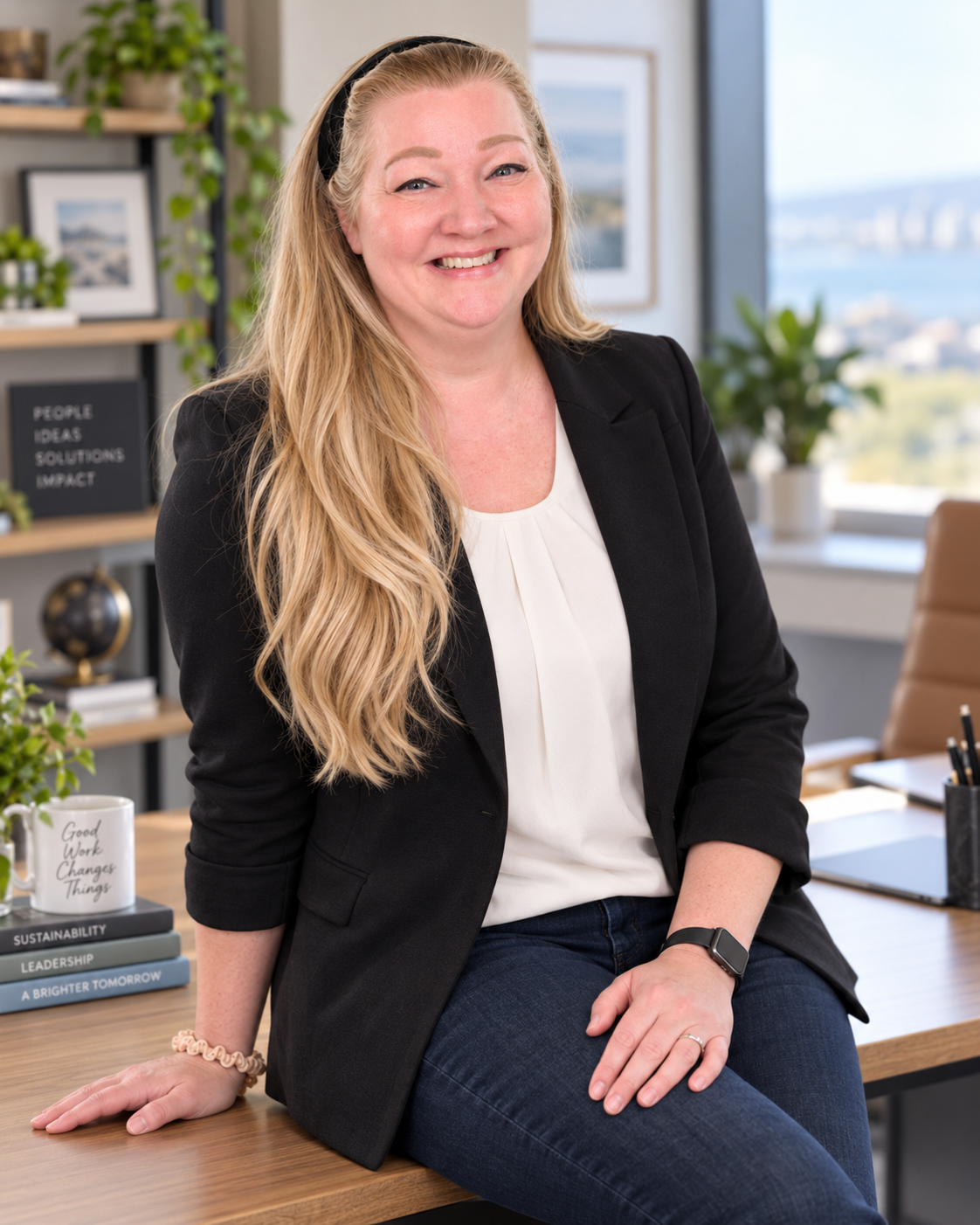 Melissa Bada, strategic people and AI governance advisor, seated in her office